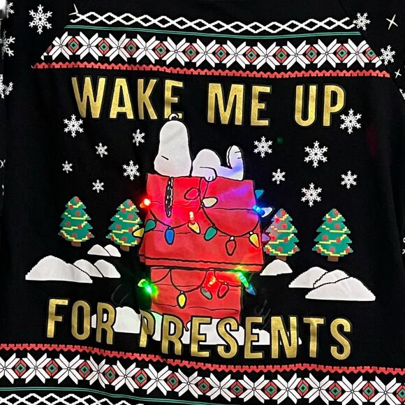 Peanuts Snoopy Light Up Christmas Ugly Christmas Sweater Sweatshirt - Picture 3 of 7